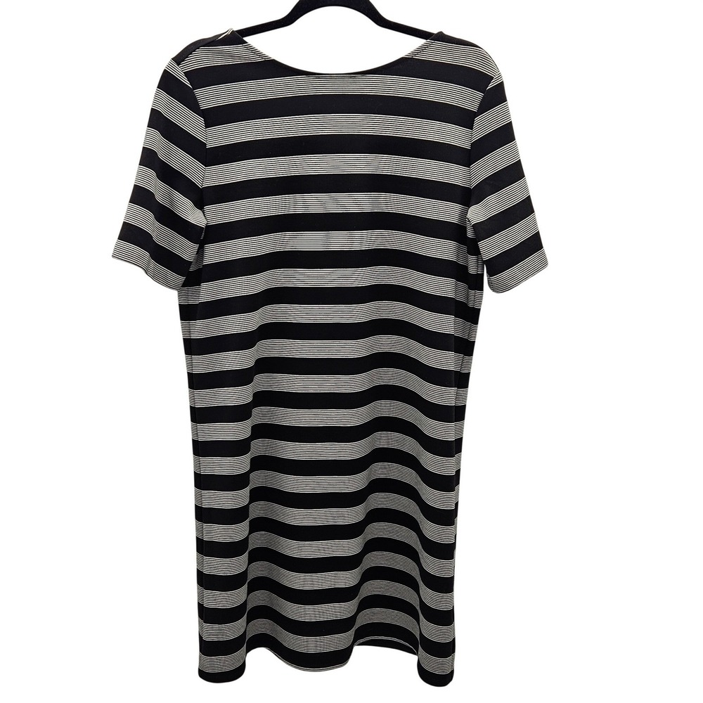 Gap Womens Black White‎ Striped Short Sleeve Scoop Back Shift Dress Large